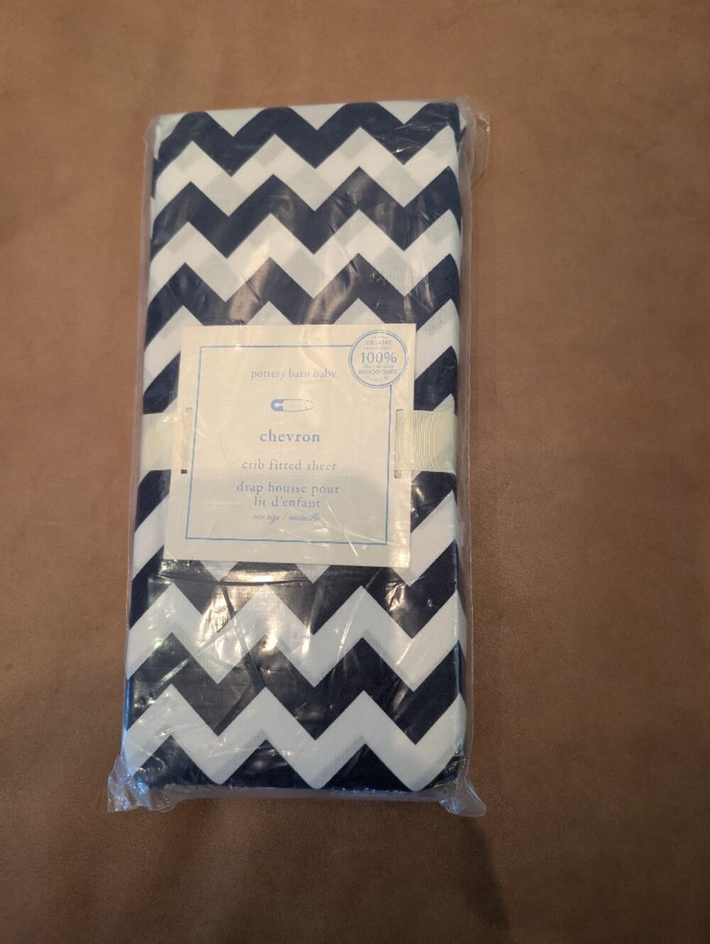 Pottery Barn Kids Chevron Crib Fitted Sheet in Navy and White